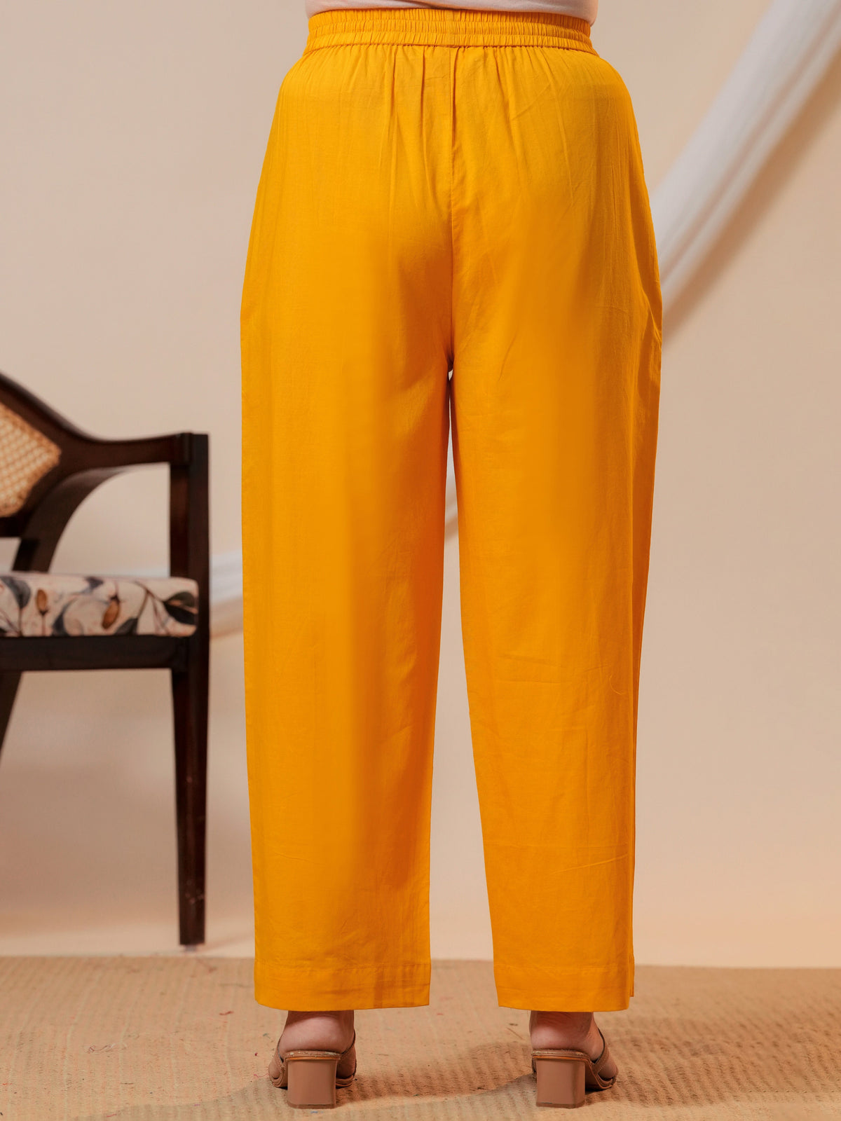Soft cotton Solid Yellow Palazzo