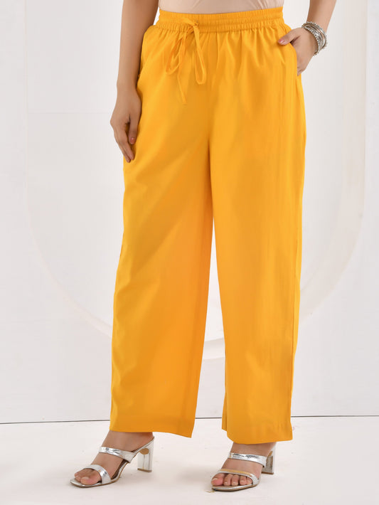 Soft cotton Solid Yellow Palazzo