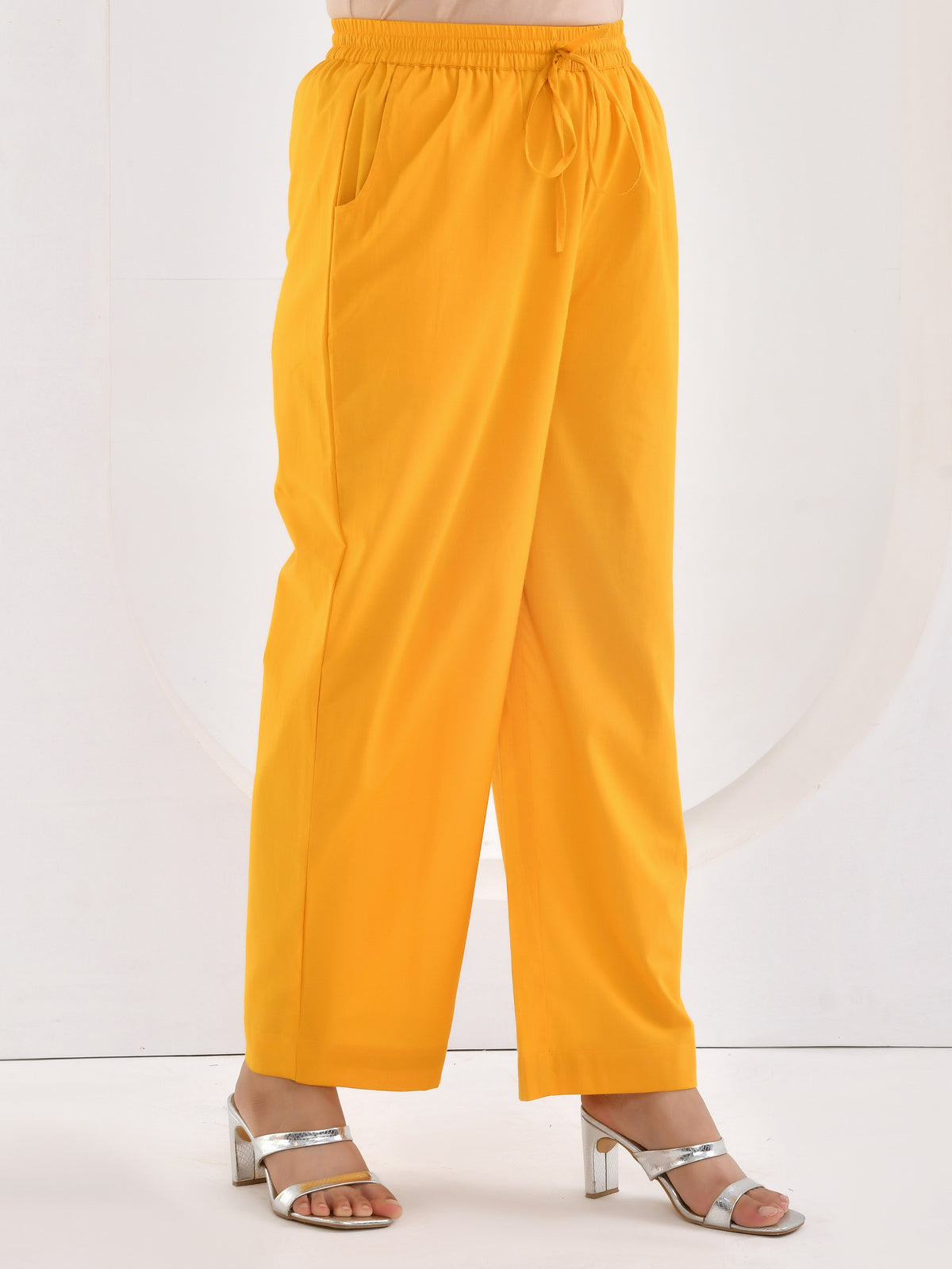 Soft cotton Solid Yellow Palazzo