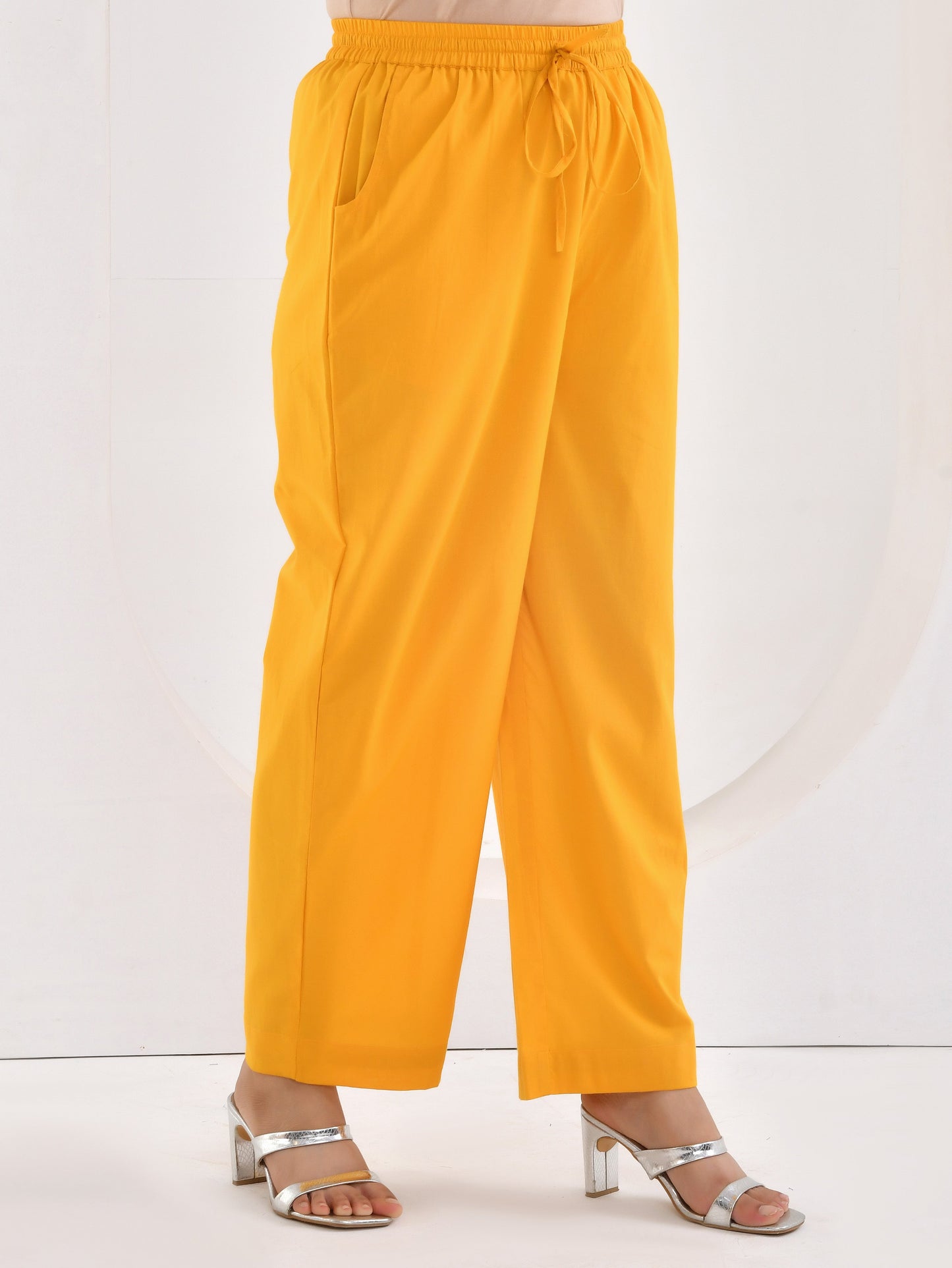 Soft cotton Solid Yellow Palazzo