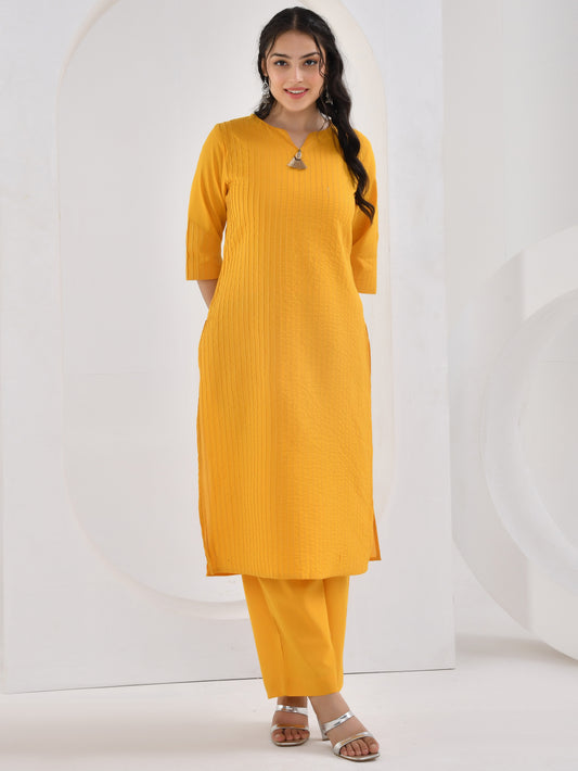 Soft cotton Solid Straight Yellow Kurta