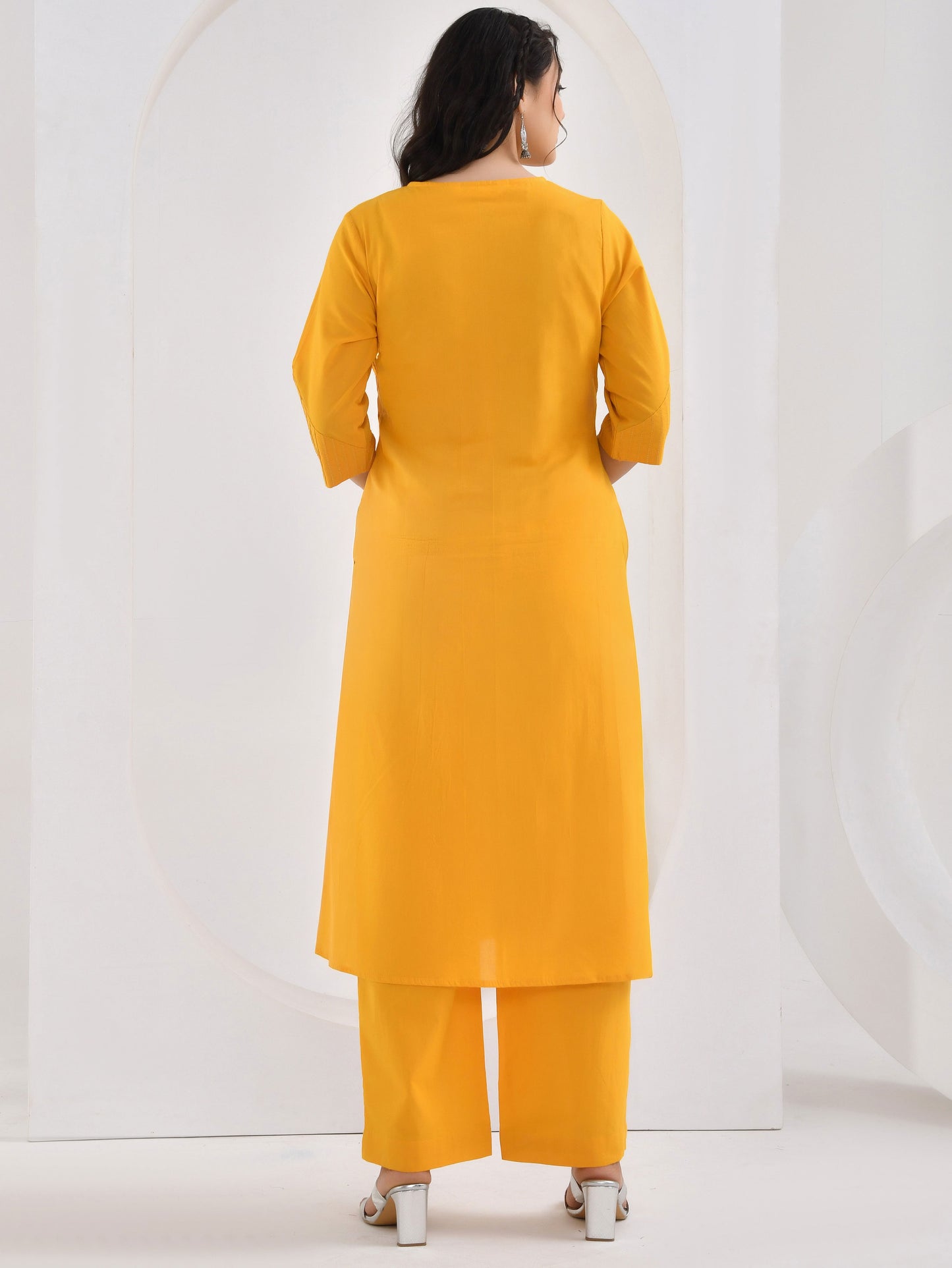 Soft cotton Solid Straight Yellow Kurta