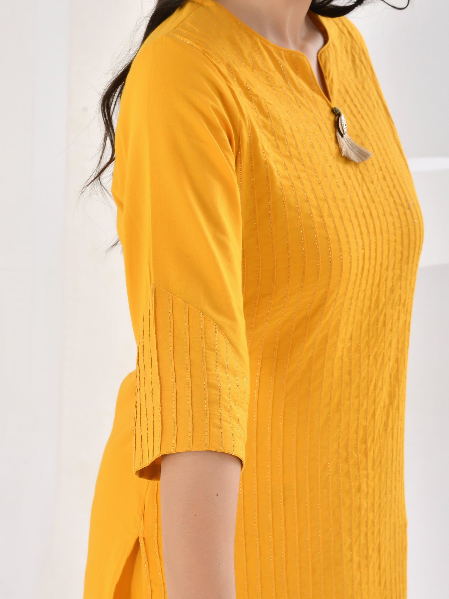 Soft cotton Solid Straight Yellow Kurta