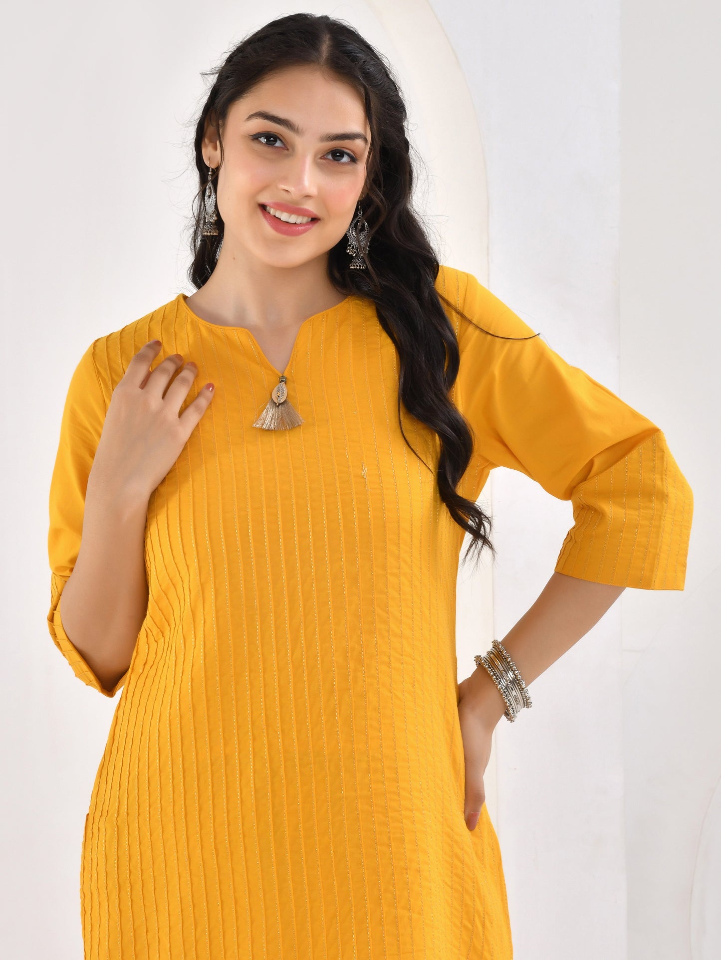 Soft cotton Solid Straight Yellow Kurta