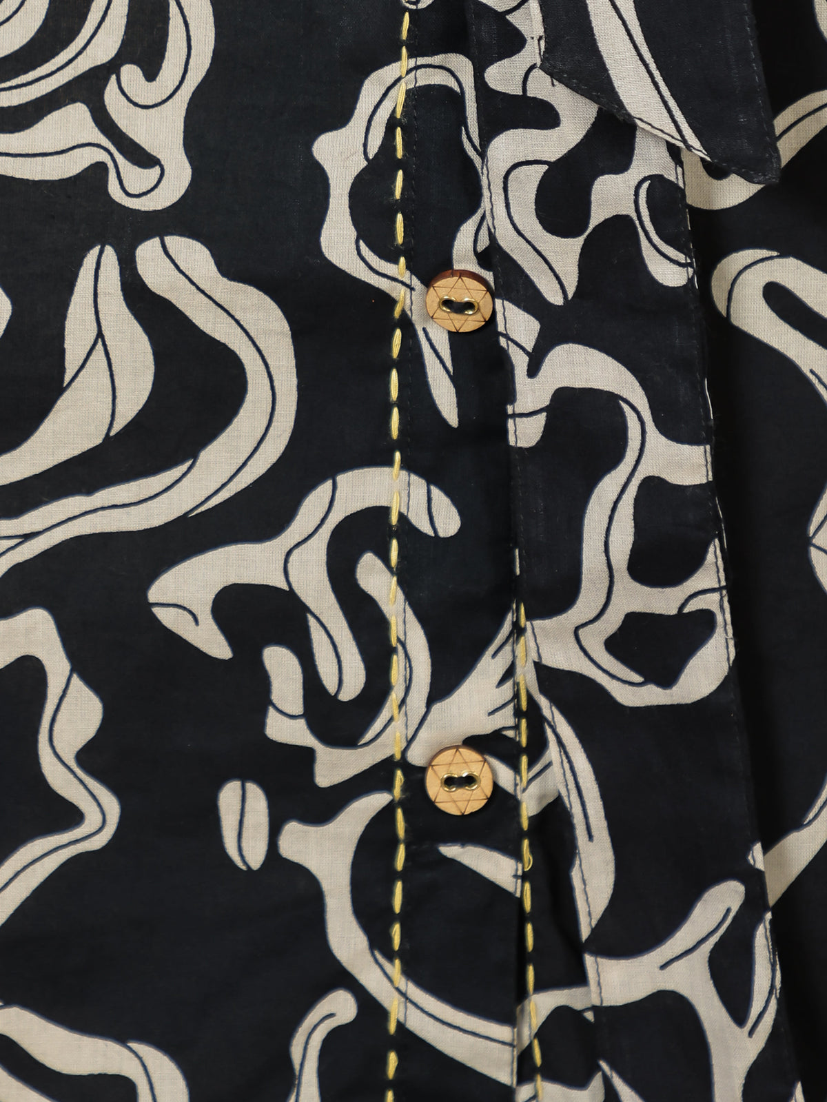 Soft Cotton Abstract A-Line Black Dress