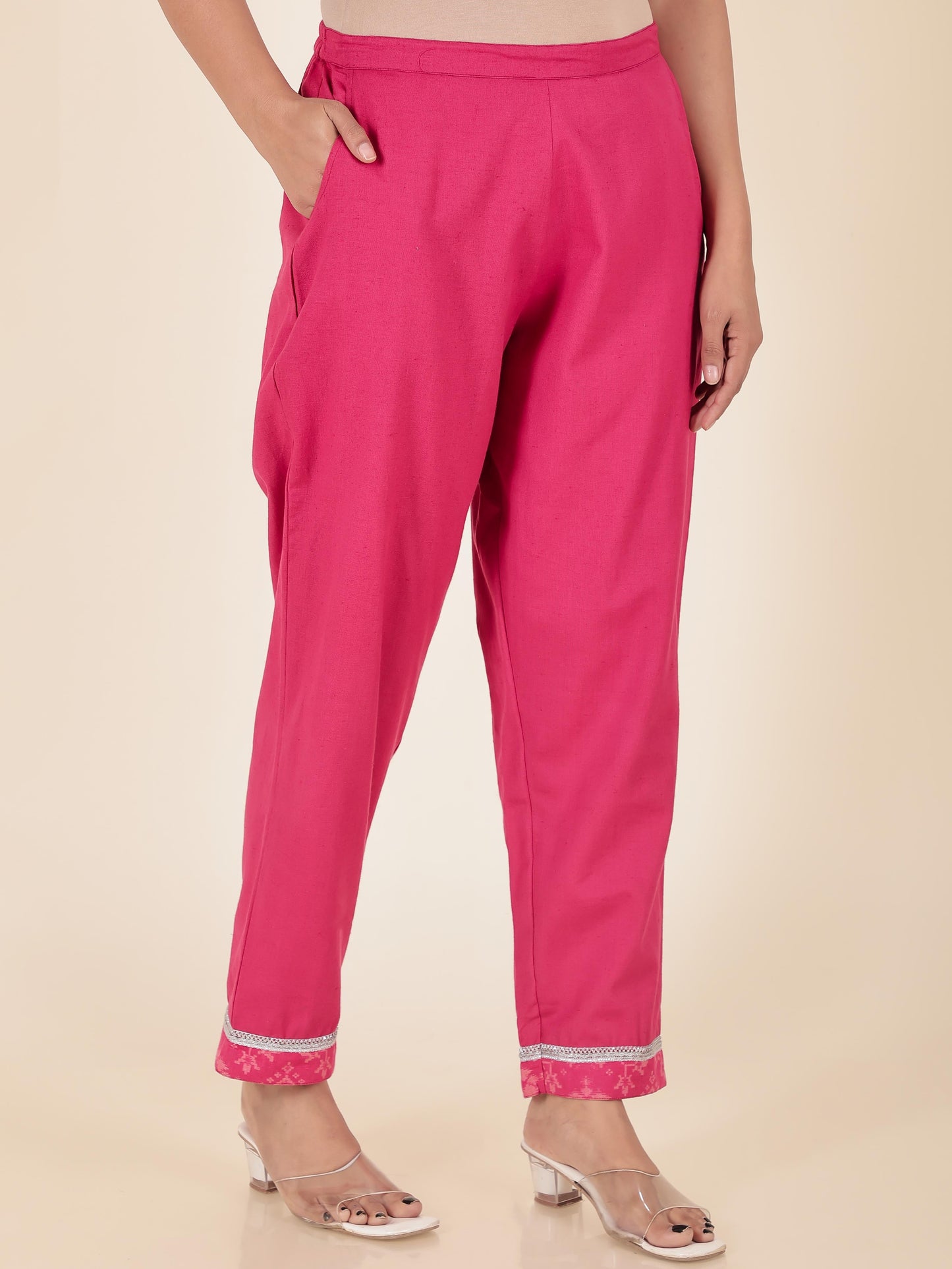 Linen Cotton Solid Crop Pant