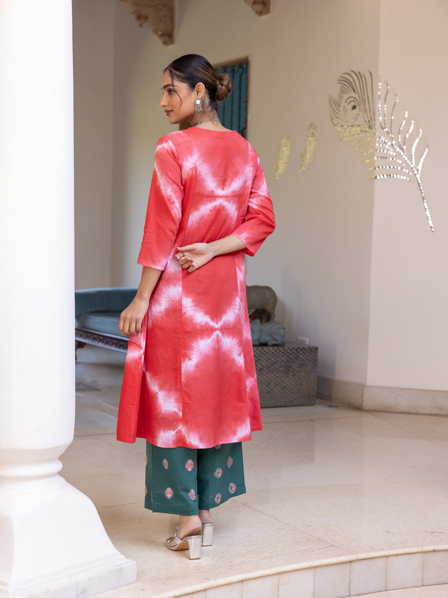 Soft Cotton Tie-Dye Panelled Red Kurta