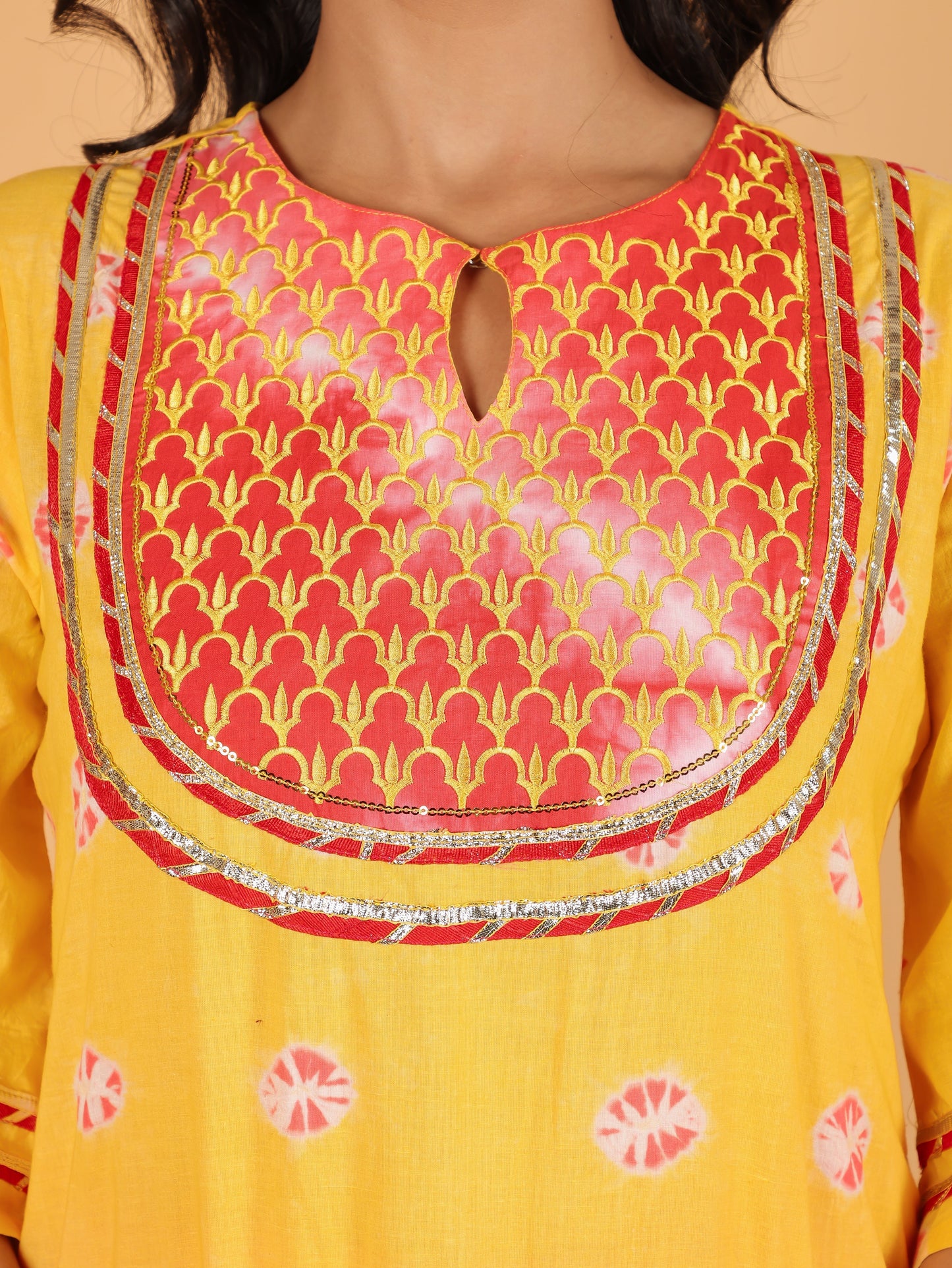 Soft Cotton Tie-Dye Straight Yellow Kurta