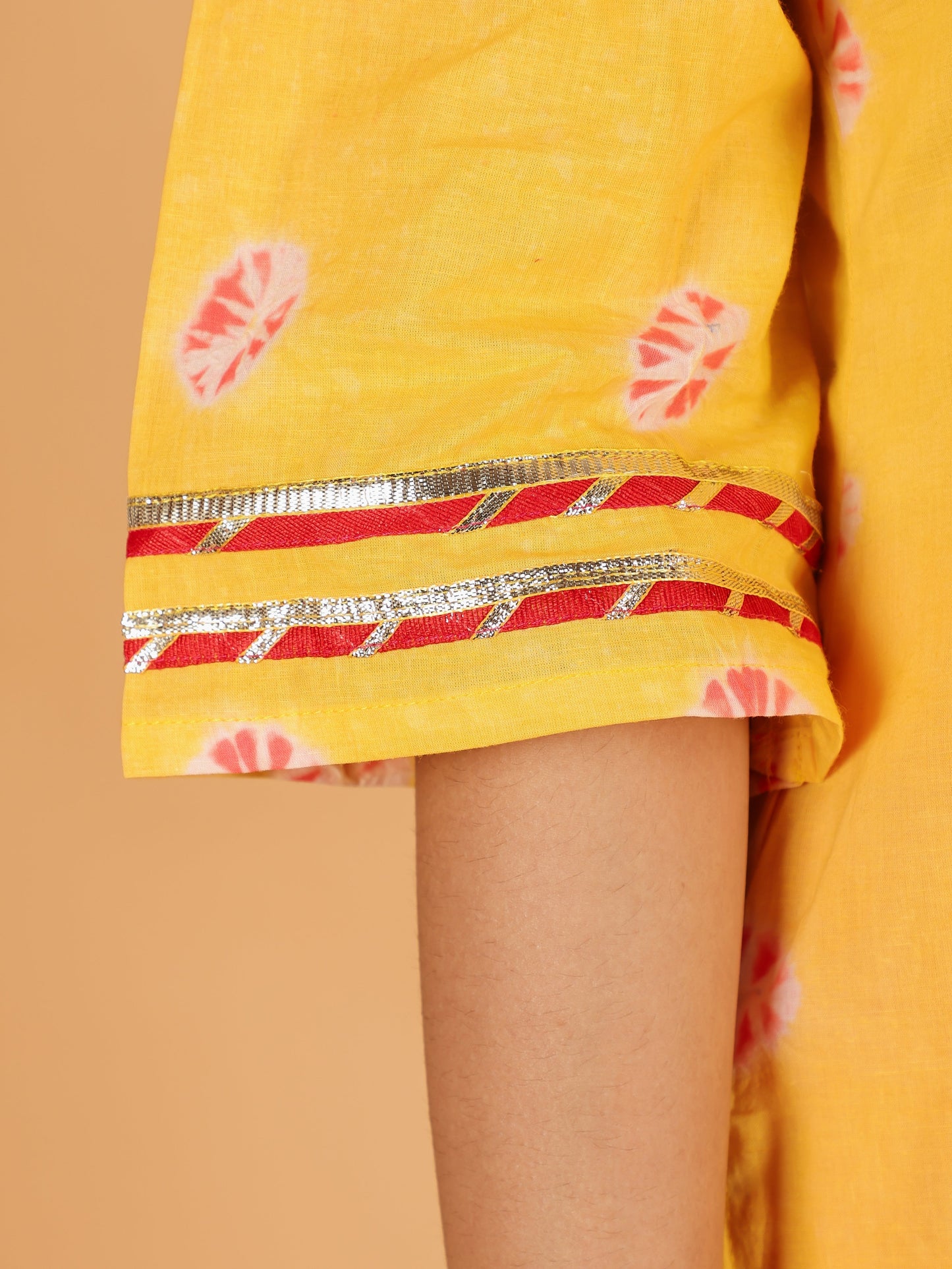 Soft Cotton Tie-Dye Straight Yellow Kurta