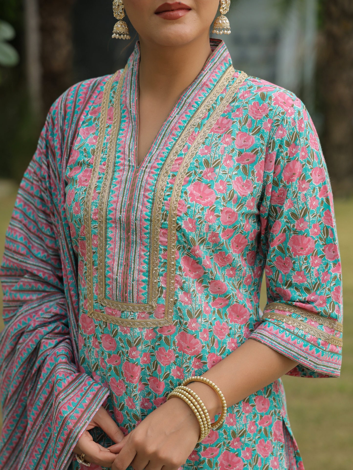 Soft Cotton Floral Straight Multicolor Kurta