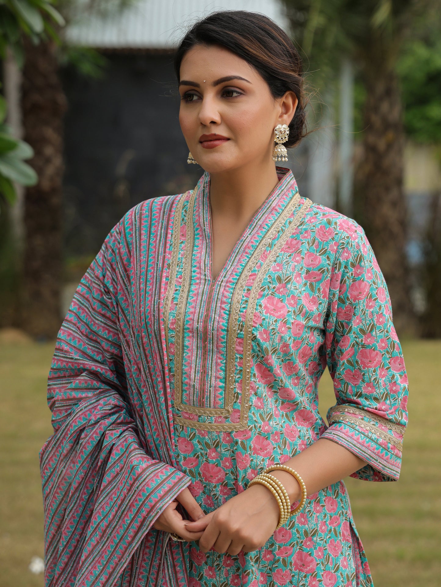 Soft Cotton Floral Straight Multicolor Kurta