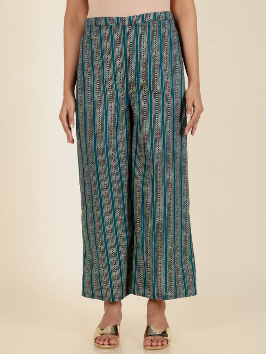 Soft Cotton Striped Blue Palazzo