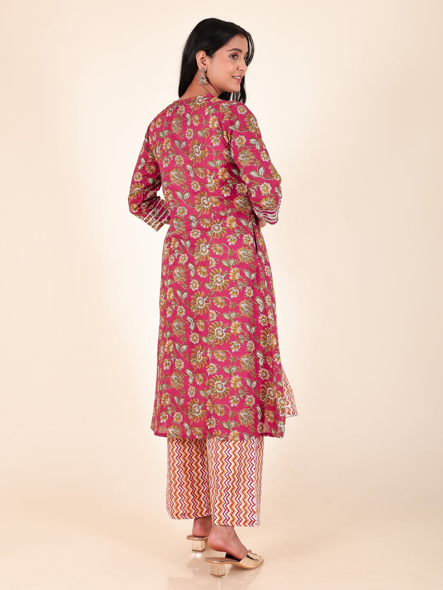 Soft Cotton Floral Panelled Multicolor Kurta