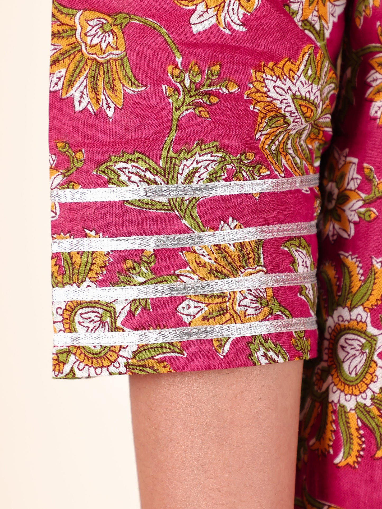 Soft Cotton Floral Panelled Multicolor Kurta