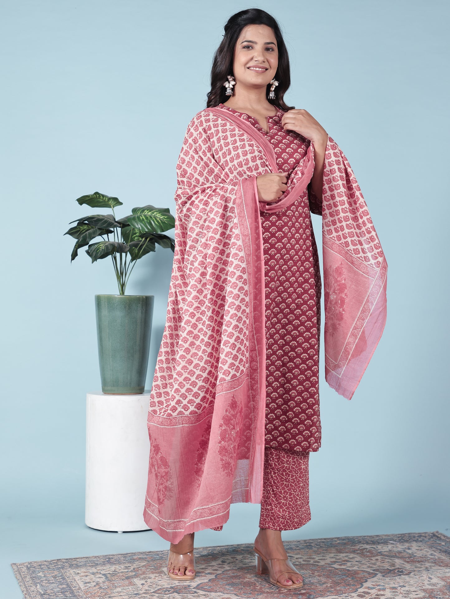 Voile Cotton Floral Cream Dupatta