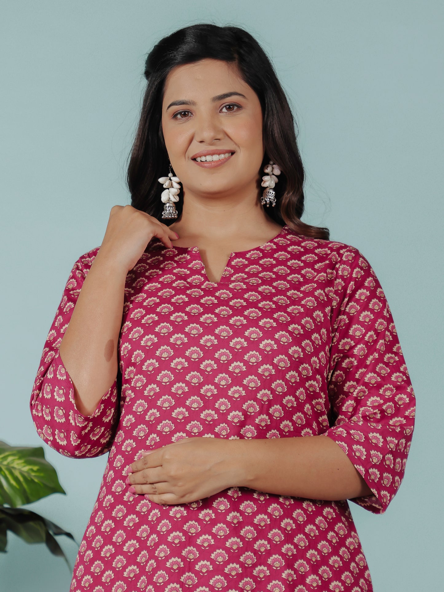 Soft Cotton Floral Straight Red Kurta