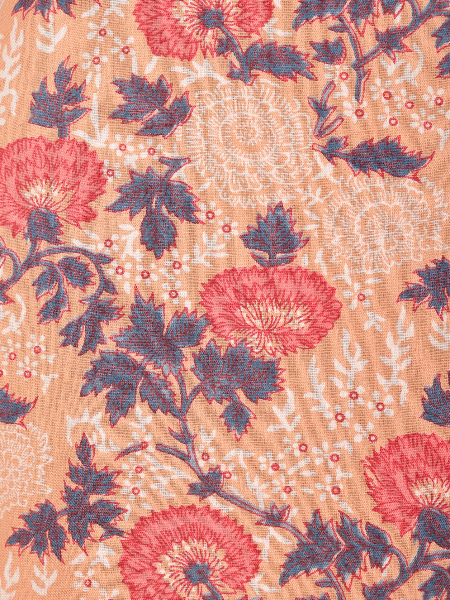 Linen Cotton Floral Straight Orange Kurta