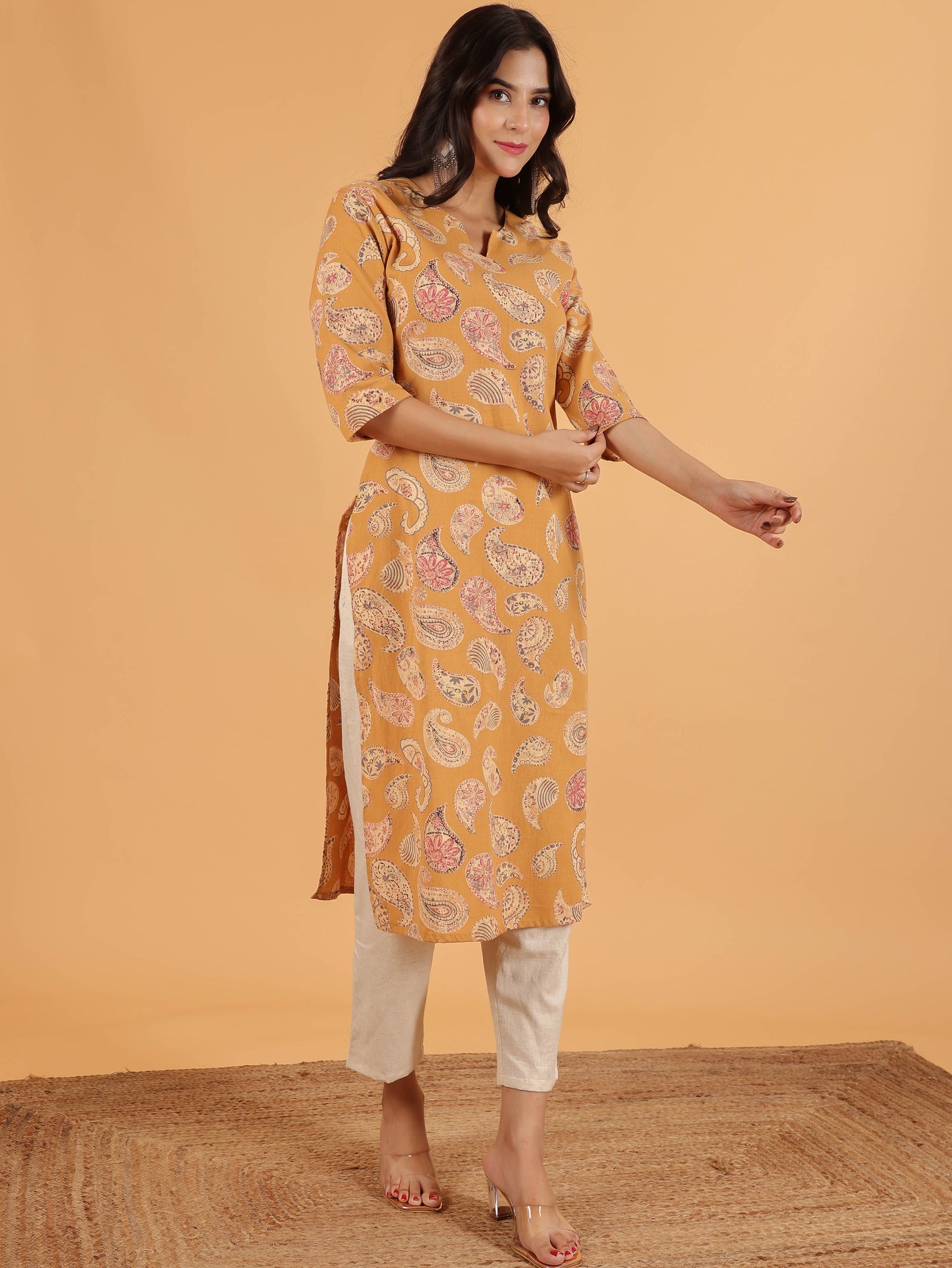 Linen Cotton Paisley Kurta