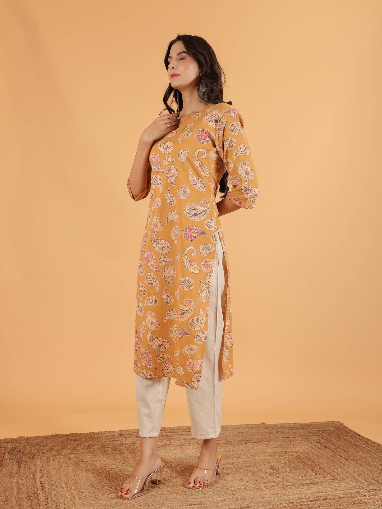 Linen Cotton Paisley Kurta