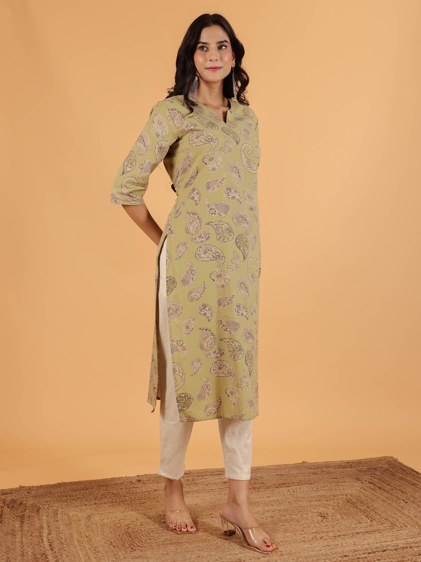 Linen Cotton Paisley Kurta