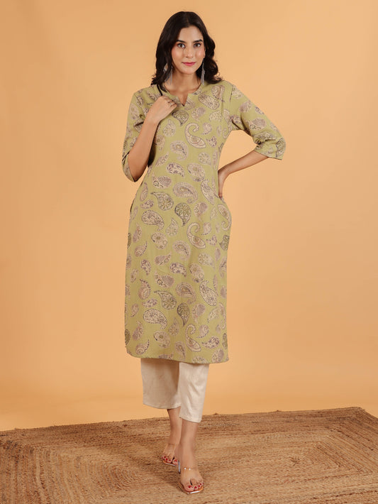 Linen Cotton Paisley Kurta