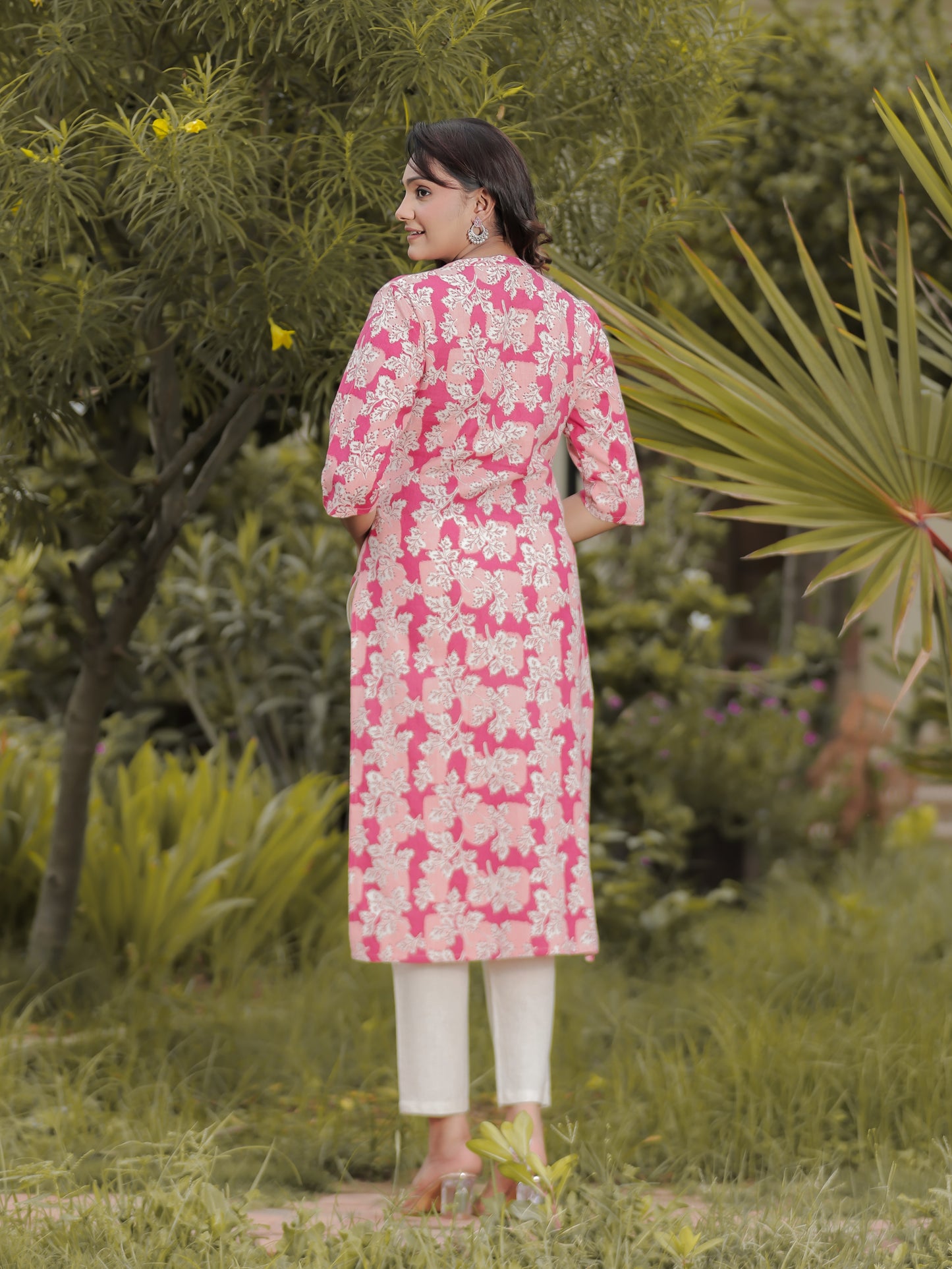 Linen Cotton Floral Kurta