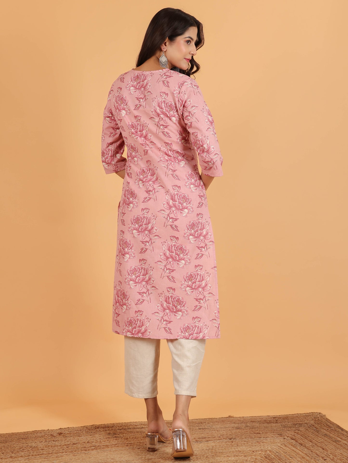 Linen Cotton Floral Kurta