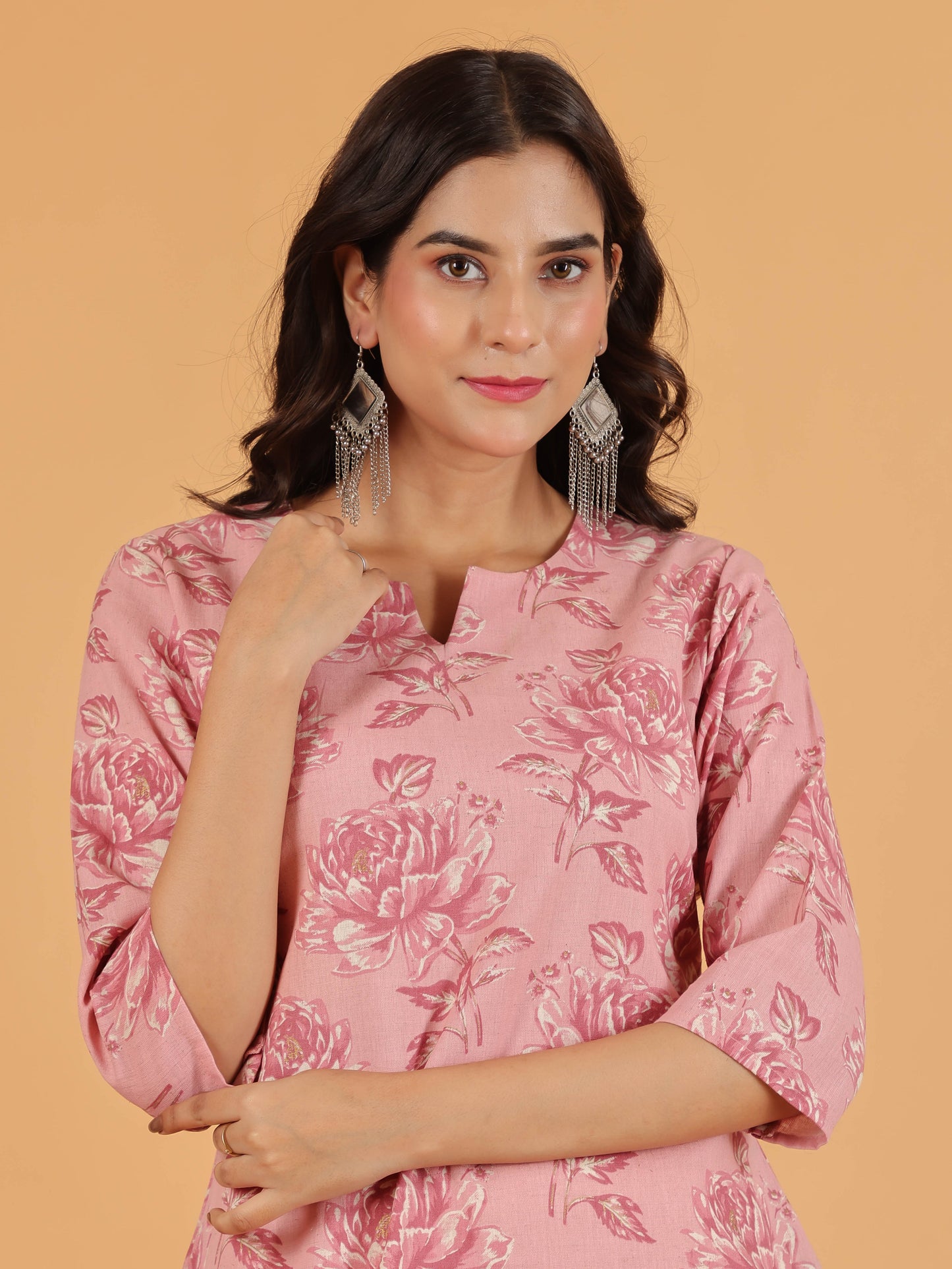 Linen Cotton Floral Kurta