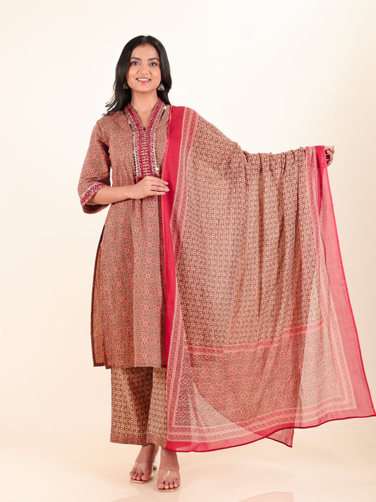 Voile Cotton Ajrakh Dupatta