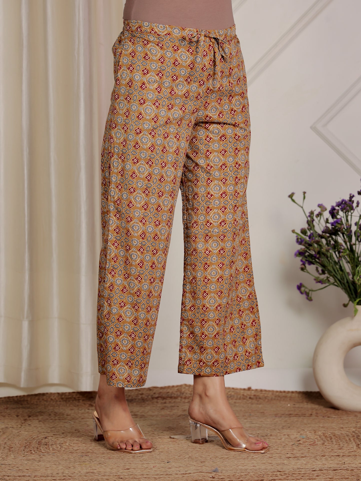 Soft Cotton Ajrakh Brown Palazzo
