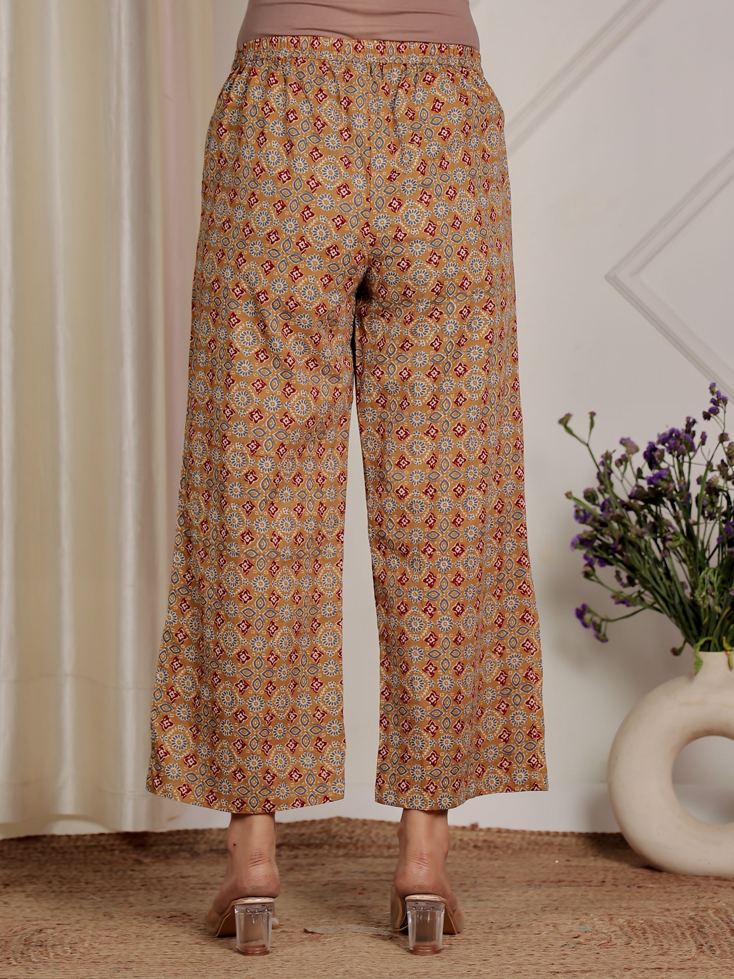 Soft Cotton Ajrakh Brown Palazzo