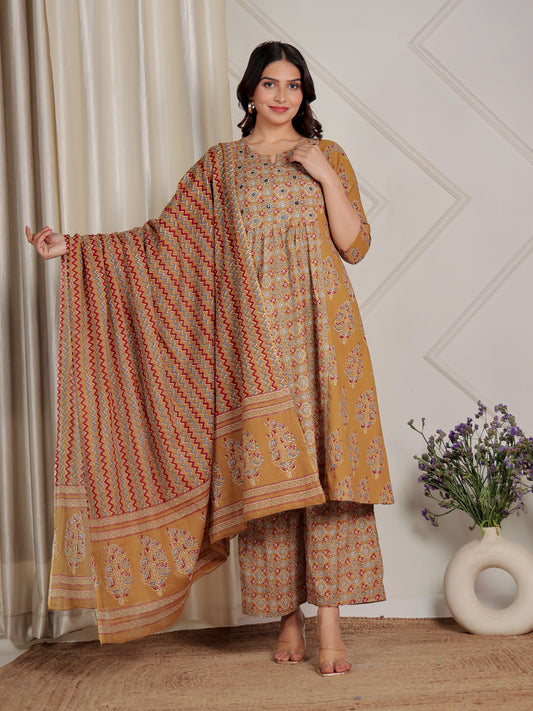 Voile Cotton Chevron Yellow Dupatta