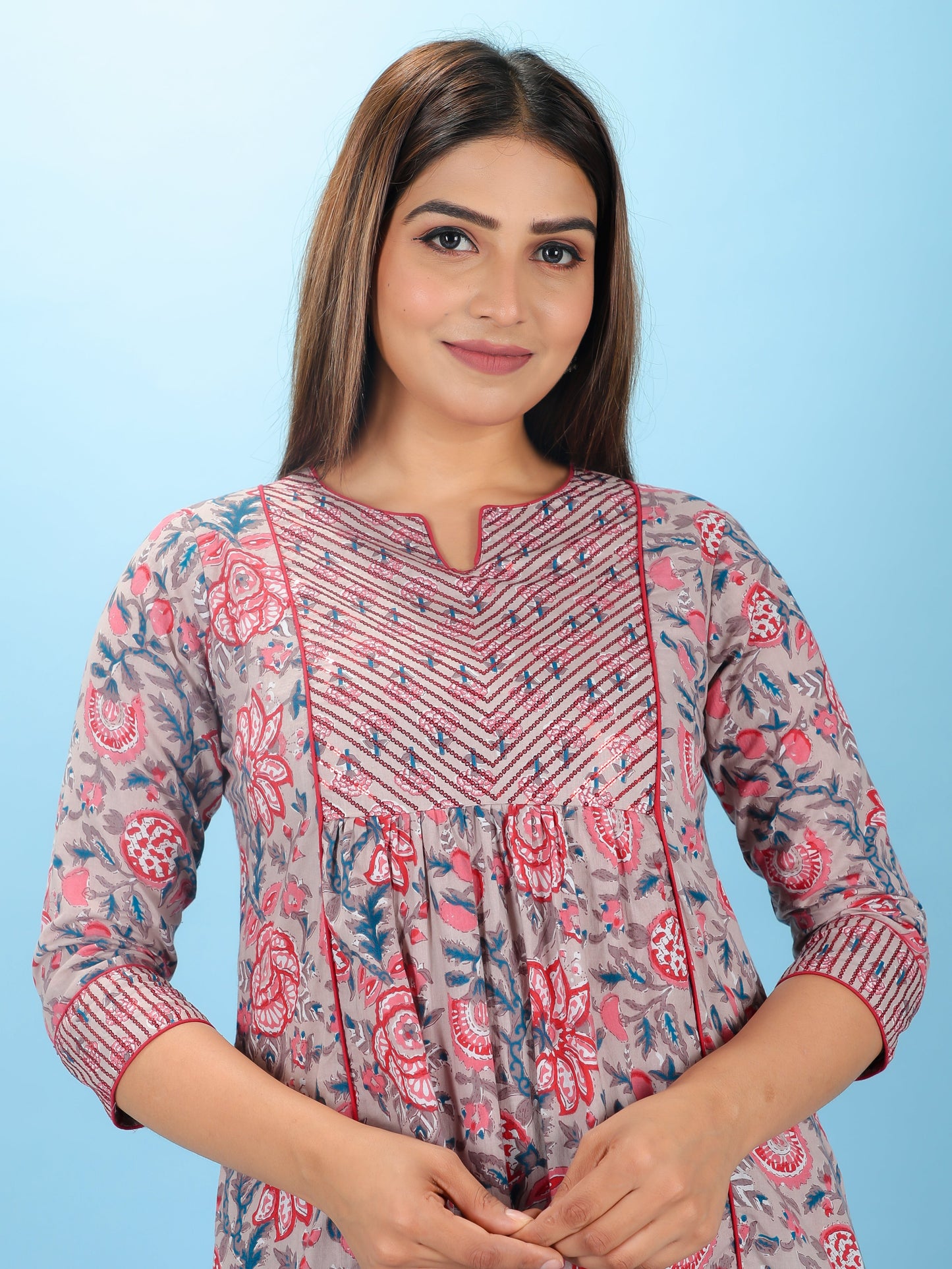 Soft Cotton Floral Kurta