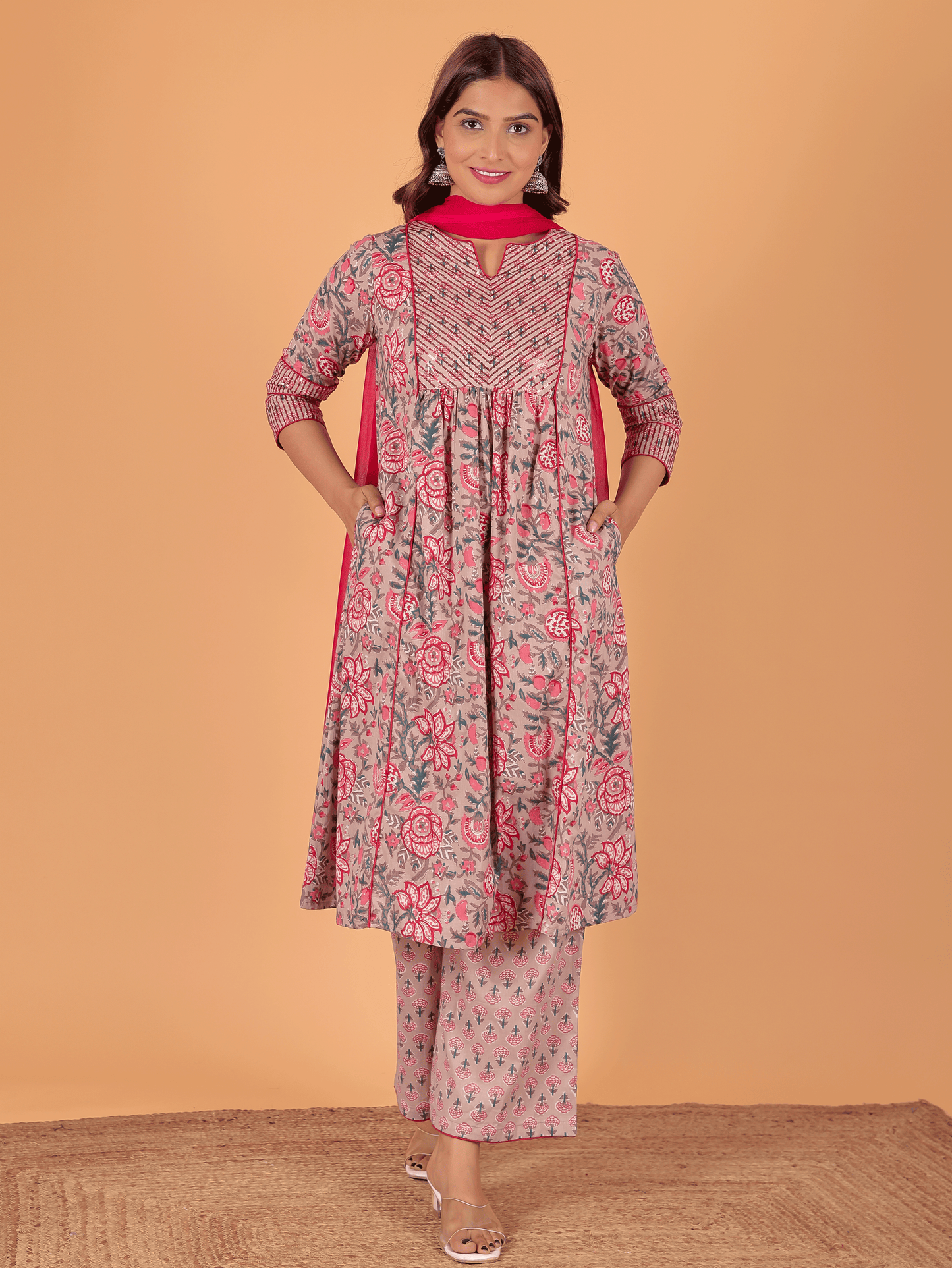 Chiffon Solid Pink Dupatta