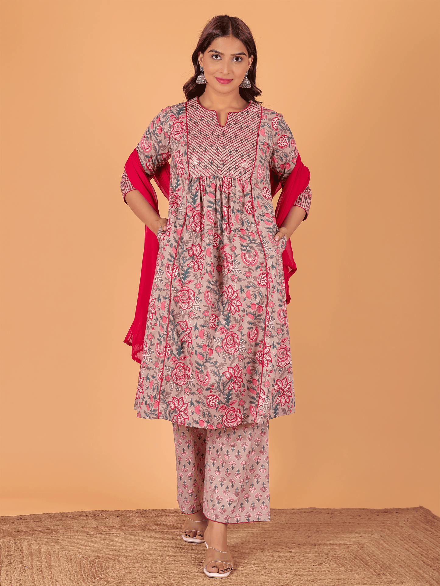 Chiffon Solid Pink Dupatta