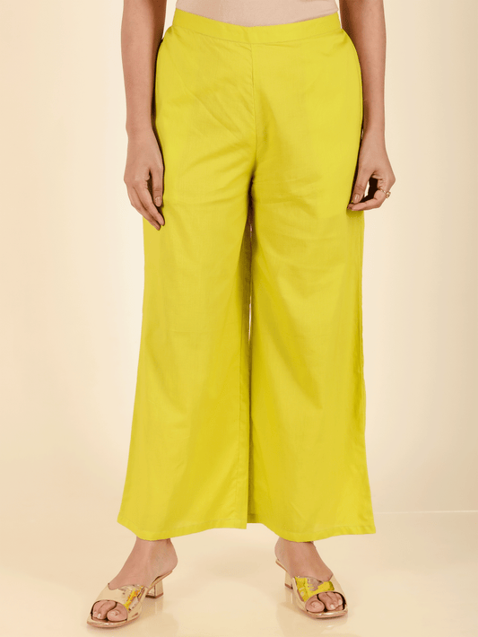 Soft Cotton Solid Yellow Palazzo