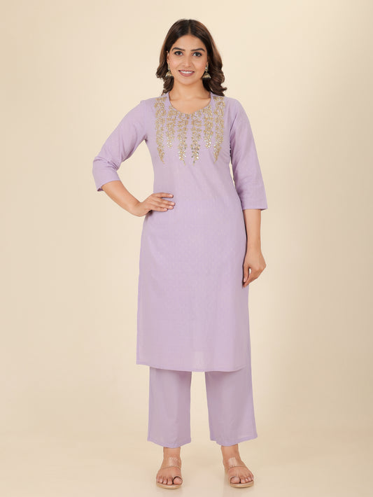 Soft Cotton Solid Straight purple Kurta