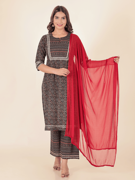 Chiffon Solid Red Dupatta