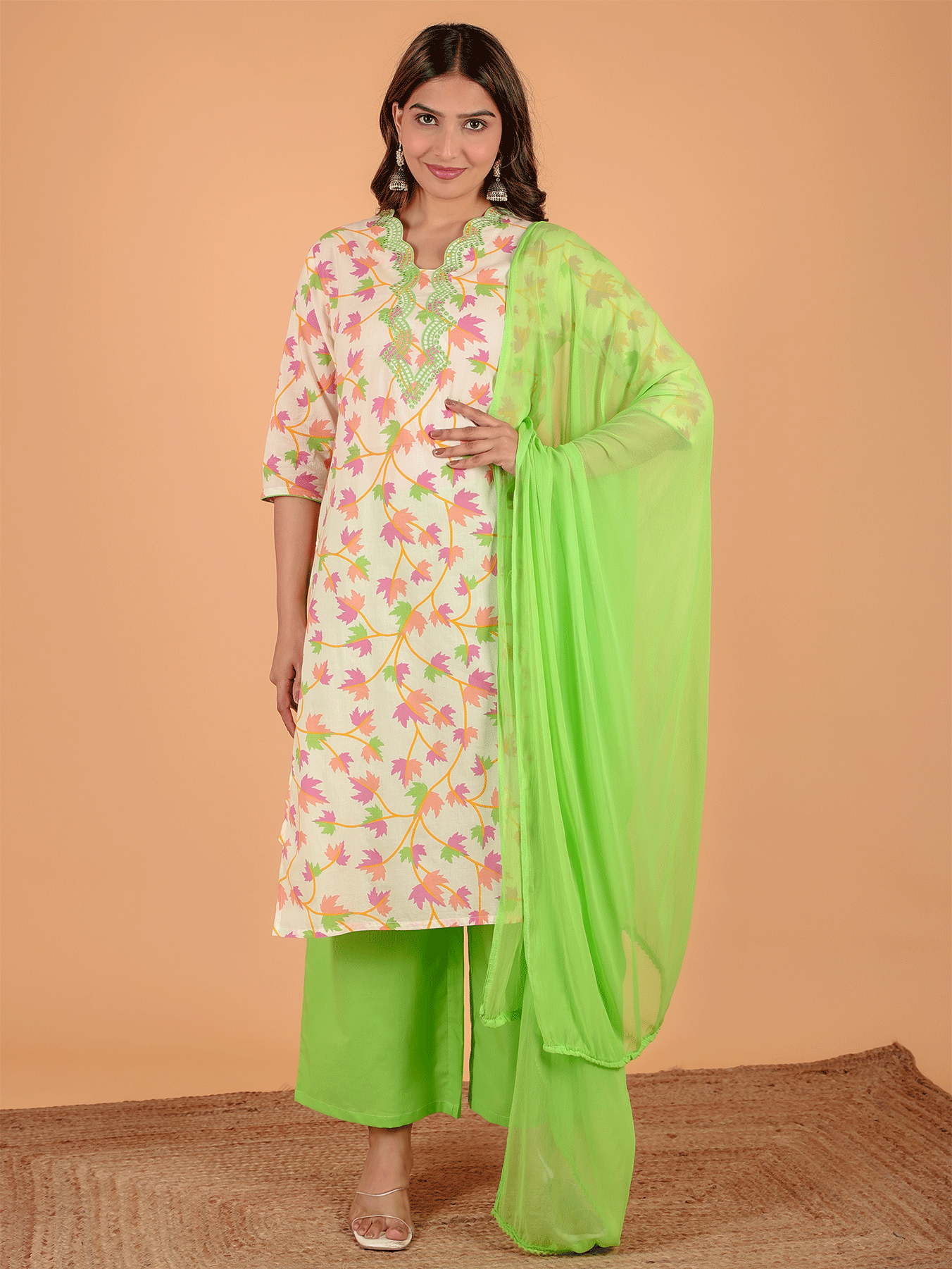 Chiffon Solid Green Dupatta