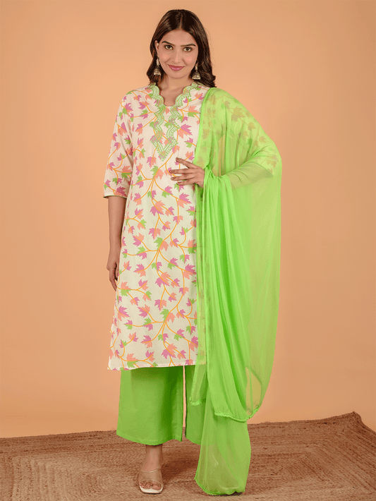 Chiffon Solid Green Dupatta