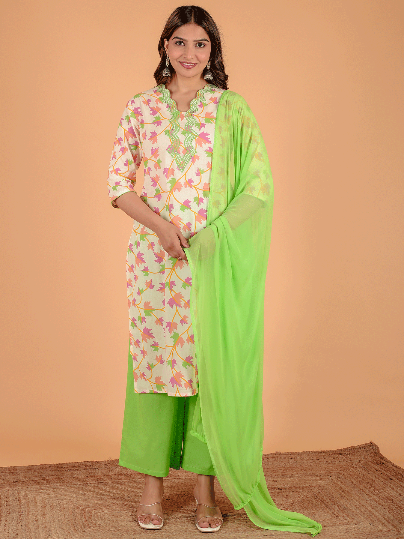 Chiffon Solid Green Dupatta
