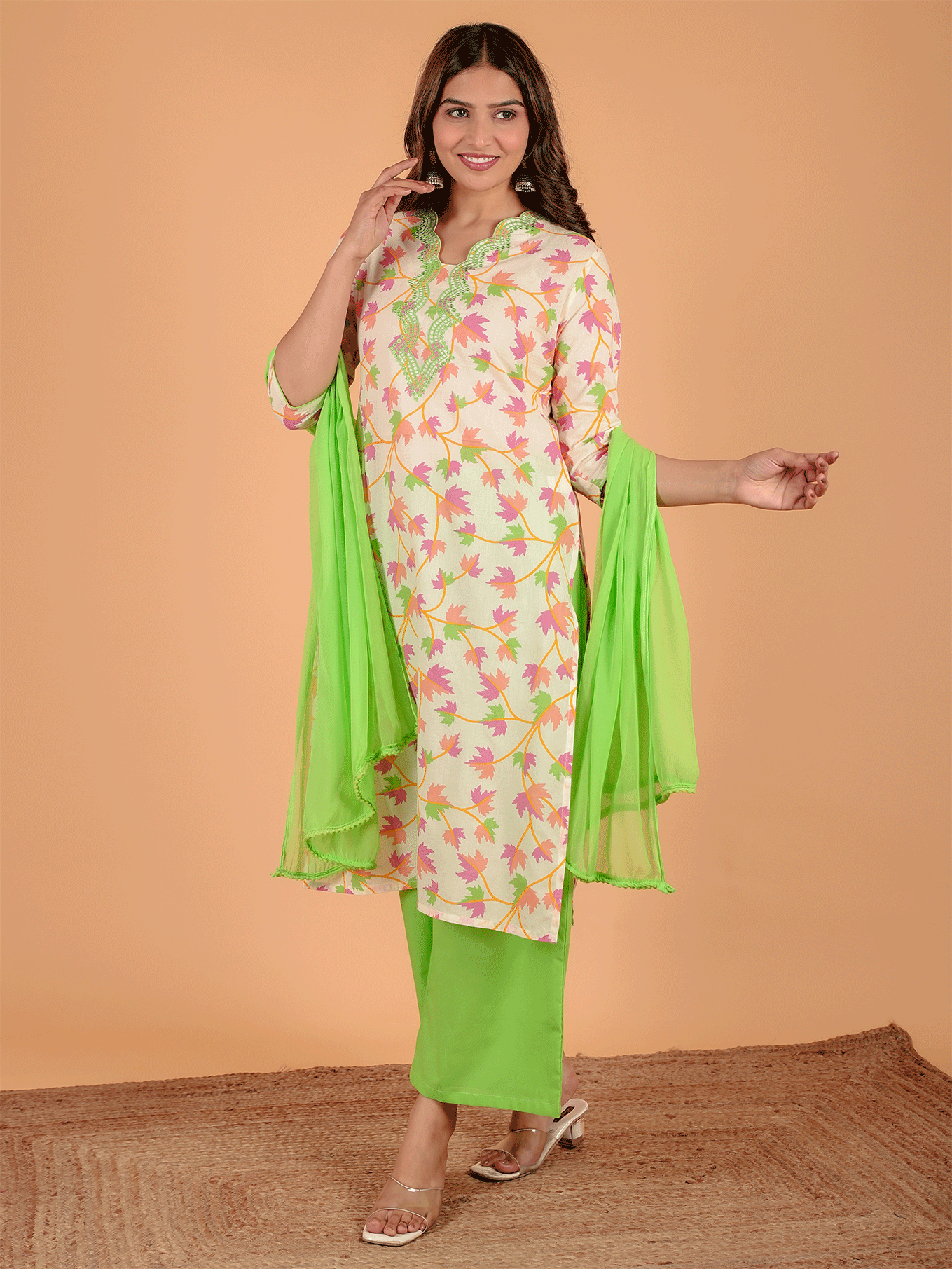 Chiffon Solid Green Dupatta