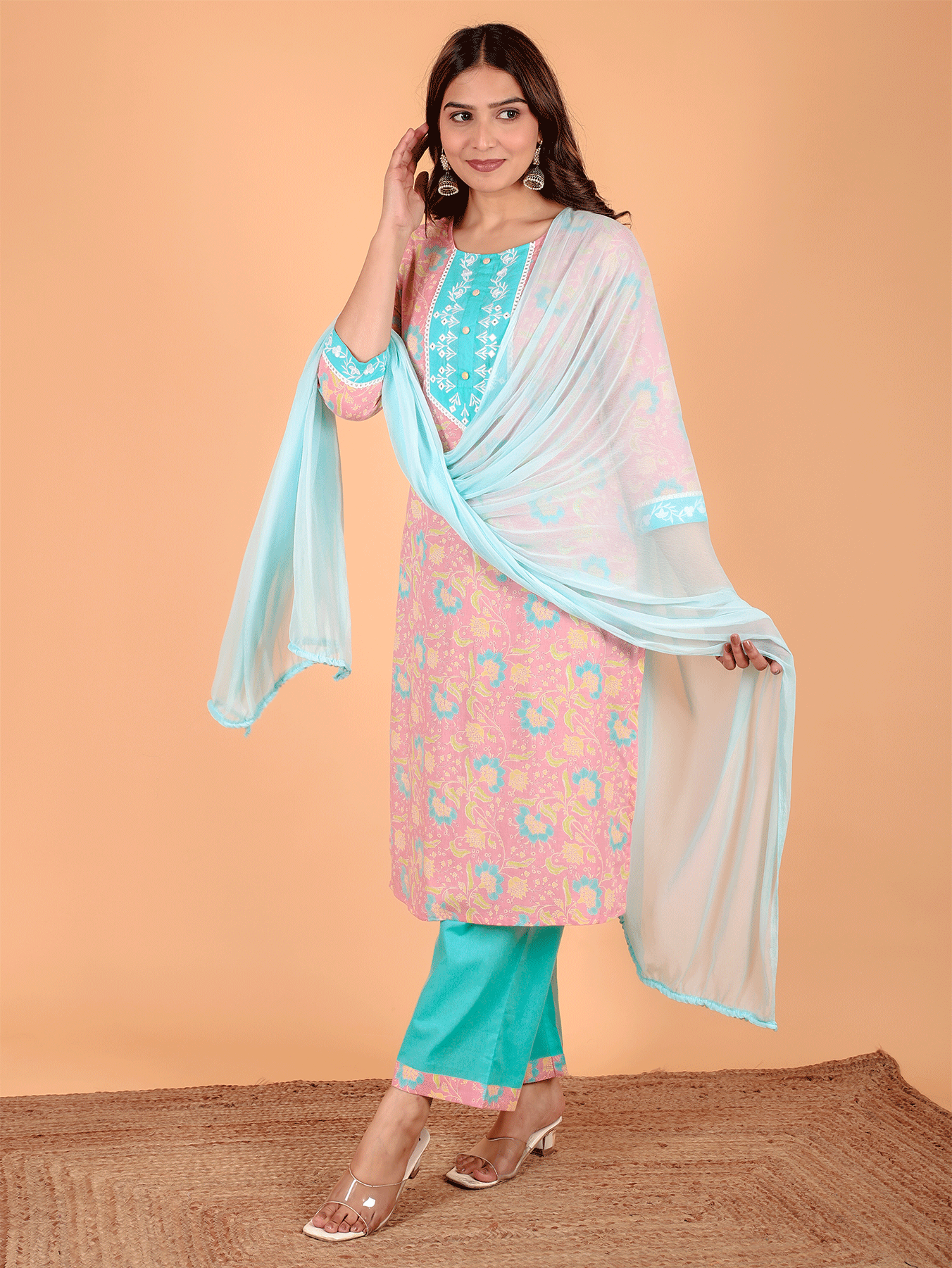 Chiffon Solid Blue Dupatta