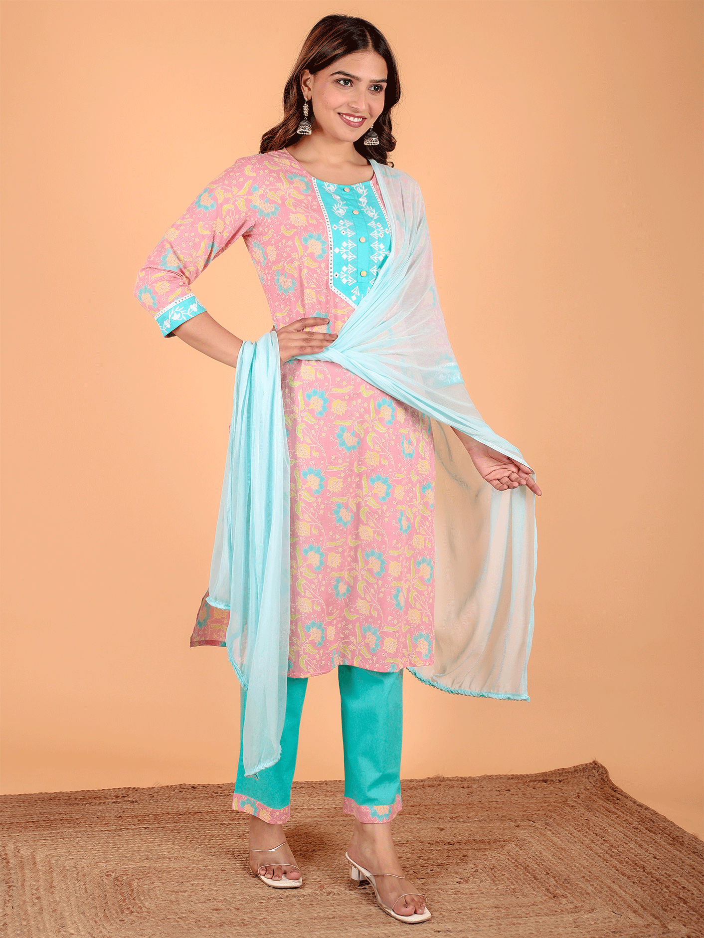 Chiffon Solid Blue Dupatta