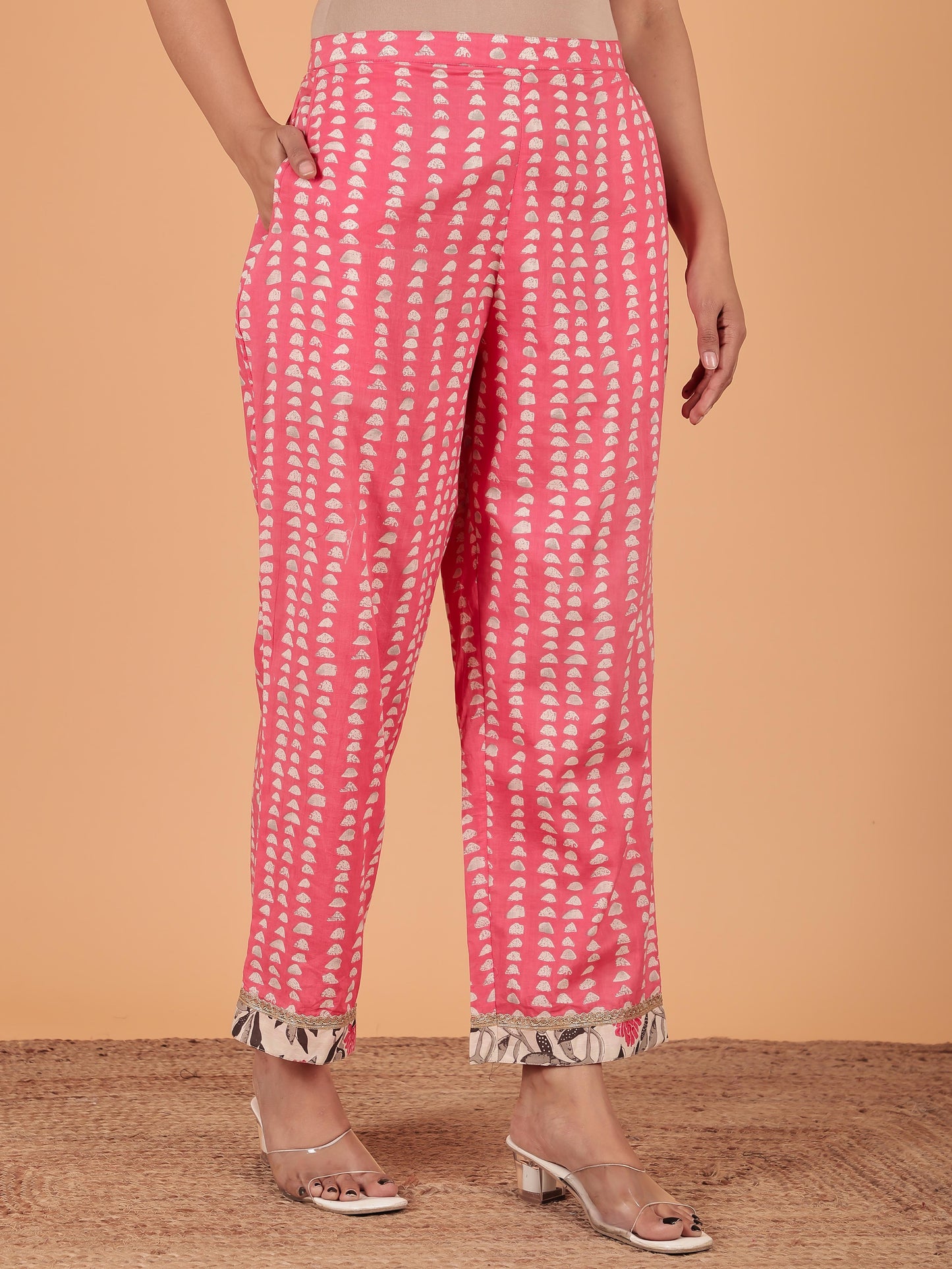 Soft Cotton Floral Straight Pink Kurta