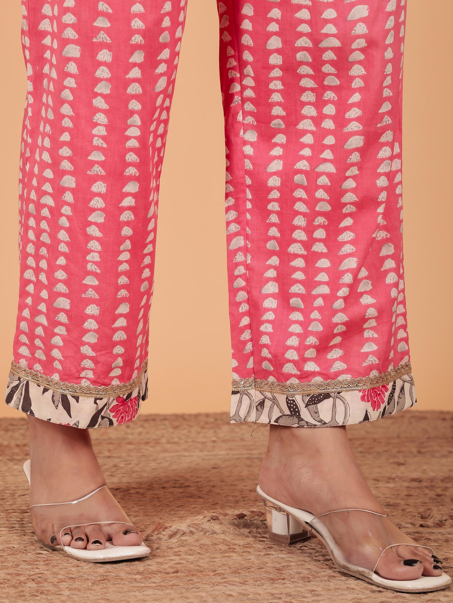 Soft Cotton Floral Straight Pink Kurta