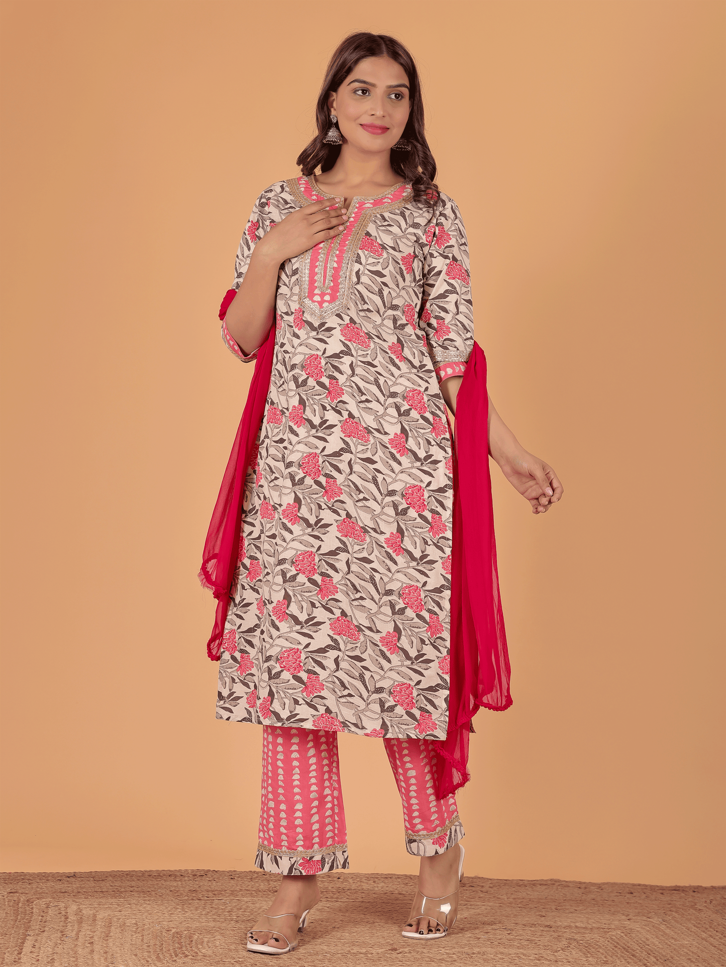 Chiffon Solid Pink Dupatta