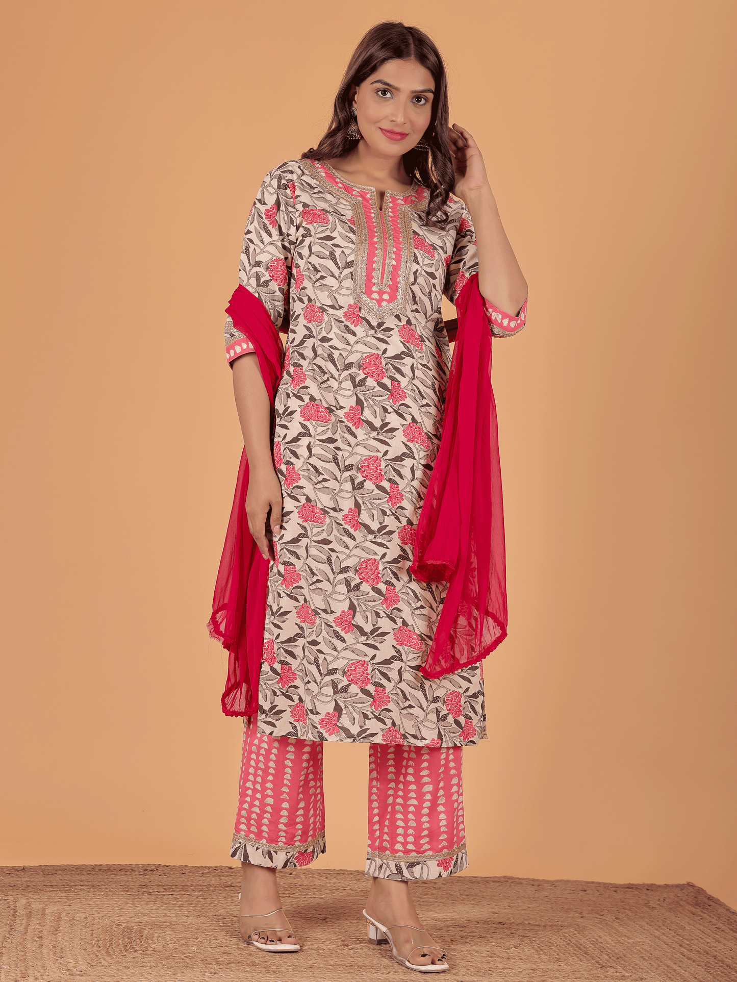 Chiffon Solid Pink Dupatta