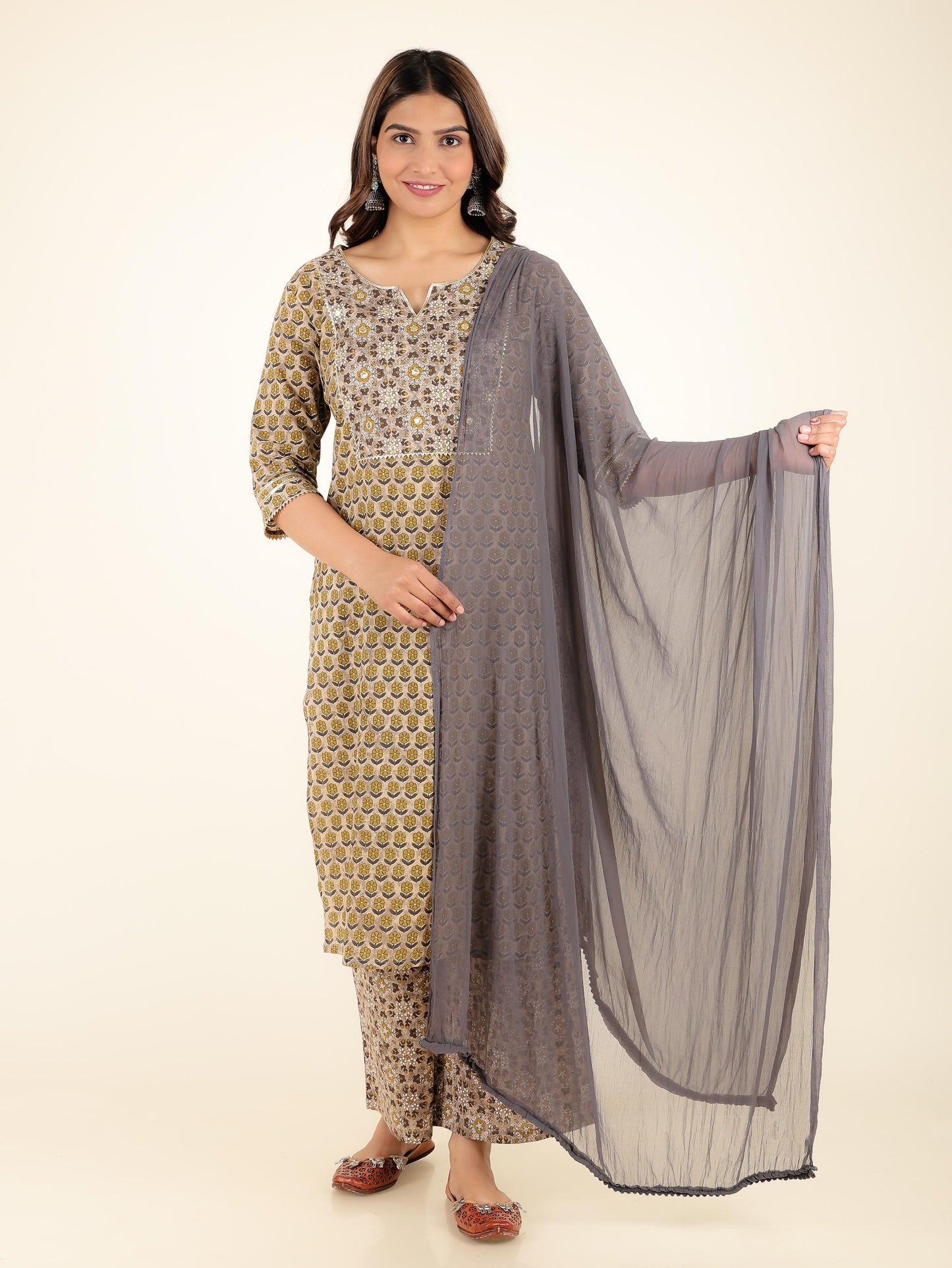 Chiffon Solid Grey Dupatta