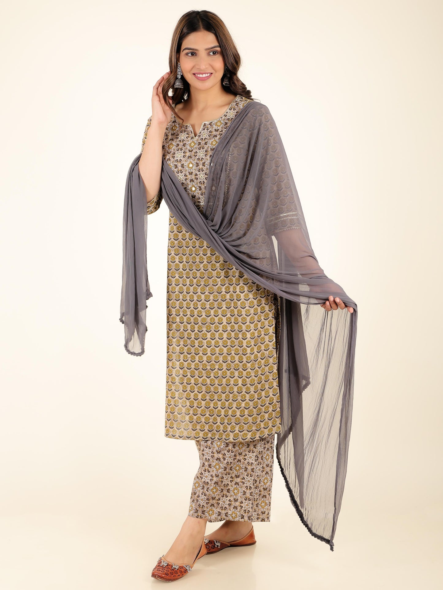 Chiffon Solid Grey Dupatta
